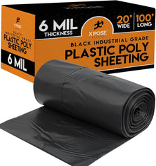 Construction Film, 6 mil x 20' x 100', Black, 20/plt