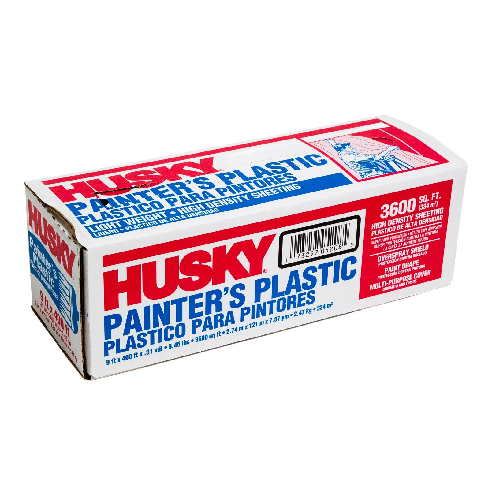 Painters Plastic, High Density, .31 mil x 9' x 400', Clear, 160/plt